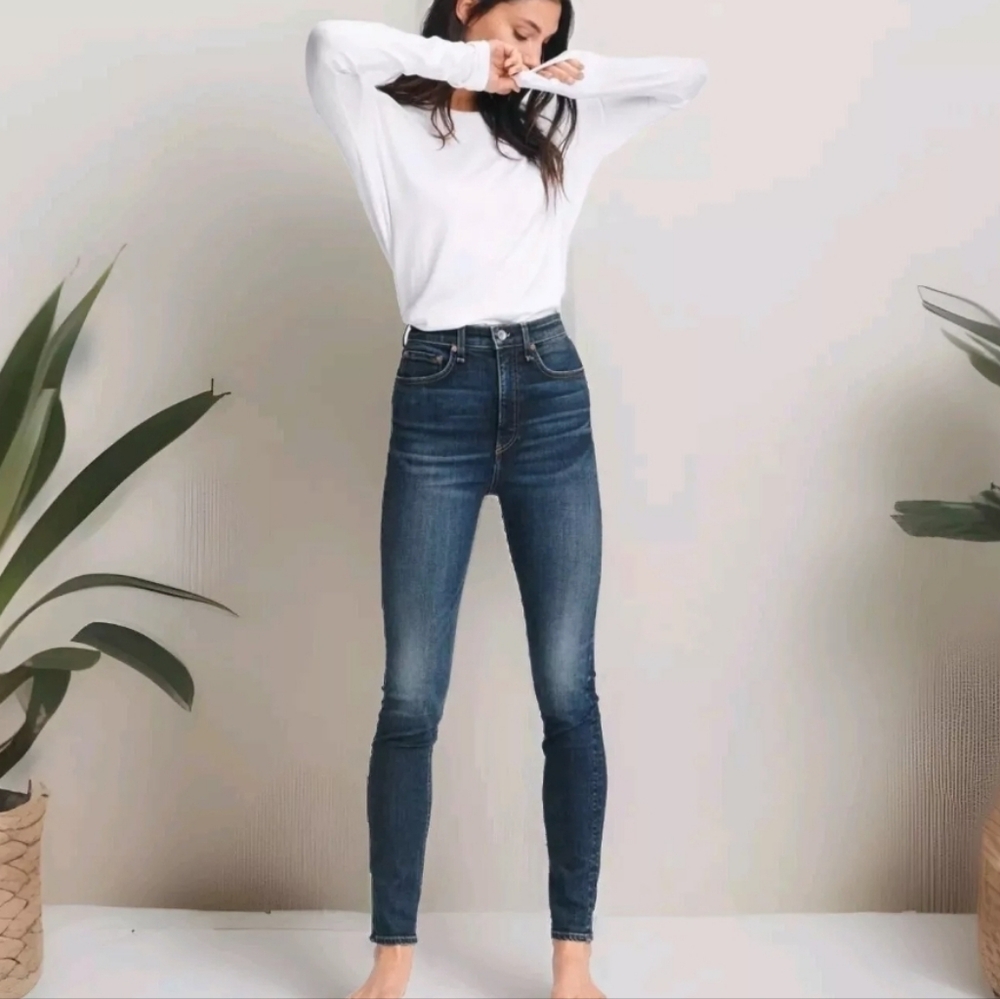 Rag & Bone Jake Super High Rise Skinny Everyday Wear USA Denim Blue Jeans 28